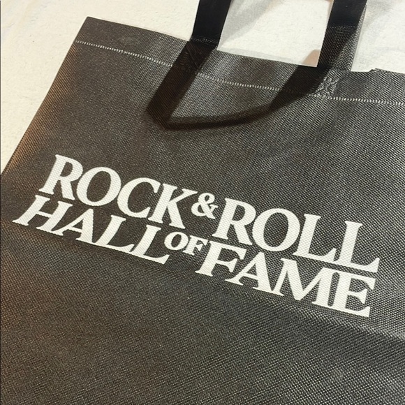 New 🎸 Rock & Roll Black Tote Bag from Cleveland Ohio 13 x 7 x 13 2 Handles 🎶 - Picture 2 of 11